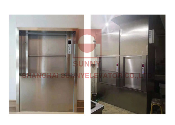 0.4m/S ห้องครัวอาหาร Dumbwaiter Lift ด้วยเทคโนโลยี VVVF Frequency Modulation