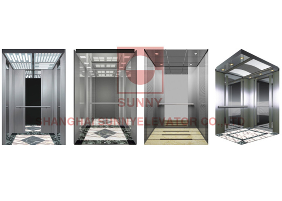 ผู้โดยสารประตูเดียว 4.00m / S 1600 กก. ลิฟต์โดยสารกระจกแกะสลัก Stainless Steell