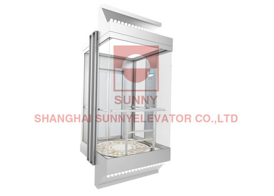 ระบายอากาศประตูเดียว Kinfe 1.75m / S 800kg Panoramic Sightseeing Lift