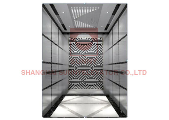 การสังเกต 1.75m / S 800kg ห้องเครื่องลิฟต์น้อยพร้อมกระจกสแตนเลส