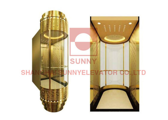 2.5m / S ปุ่มอักษรเบรลล์ Vvvf ลิฟต์แบบพาโนรามาไม่มีห้องเครื่อง