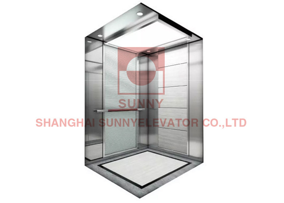PVC Floor Hairline ลิฟต์อาคารสำนักงานสแตนเลสความจุ 630KG